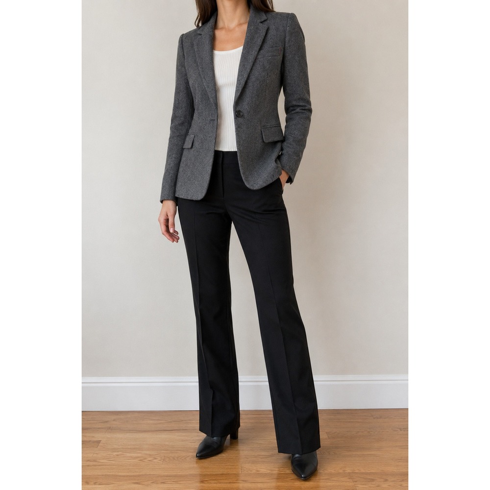 Banana Republic‎ Tailored Wool Blazer Women 6 Gray One Button Career Jacket Corp